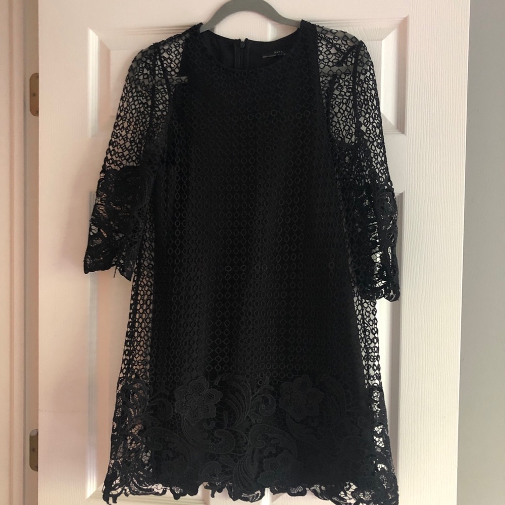 Zara Black Lace Dress, Size L